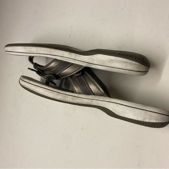 Clarks cloudsteppers comfort slip on sandal Breeze Brinkley Flora pewter 9 - Picture 3 of 8